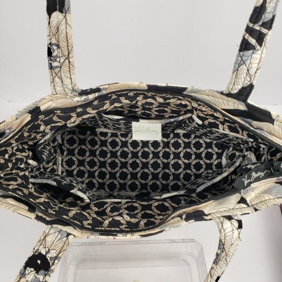 Vera Bradley Retired Shoulder Bag Camellia Cream Tan Blue Black Zipper Tote - Picture 4 of 14